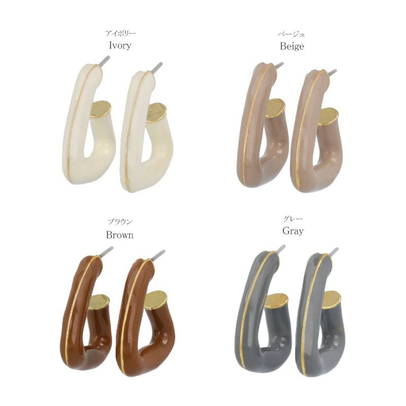 ピアス カラー メタル トライアングル チタンポスト C型 スタッドピアス