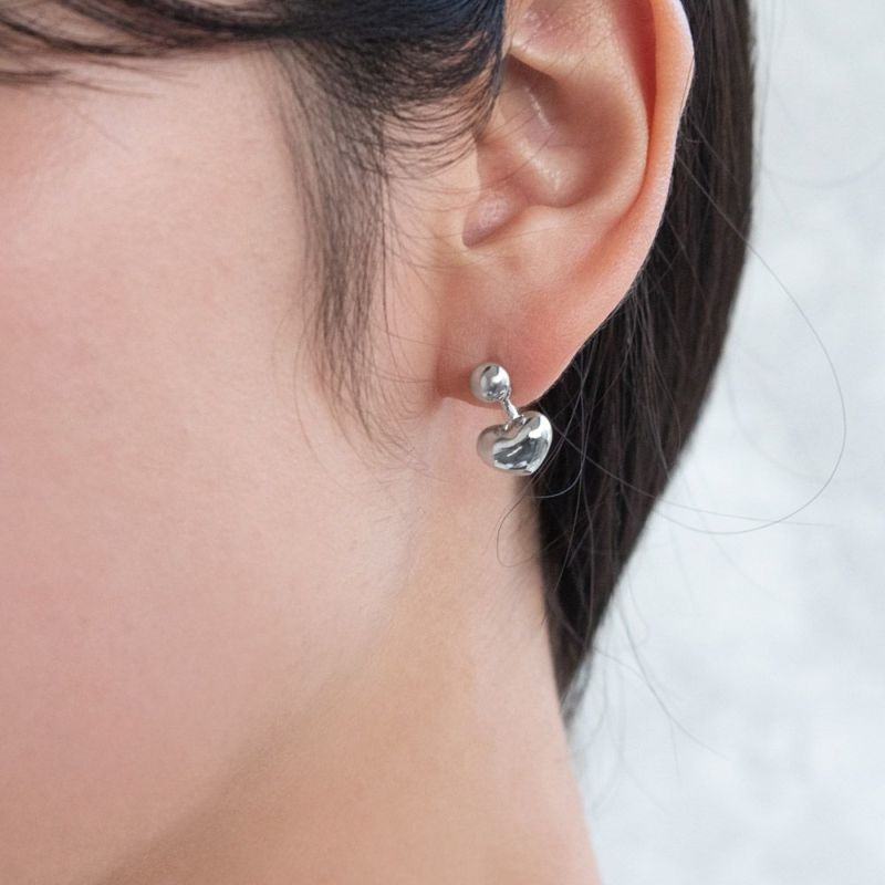 ピアス ニッケルフリー ボール ハート チャーム 2way チタンポスト スタッドピアス