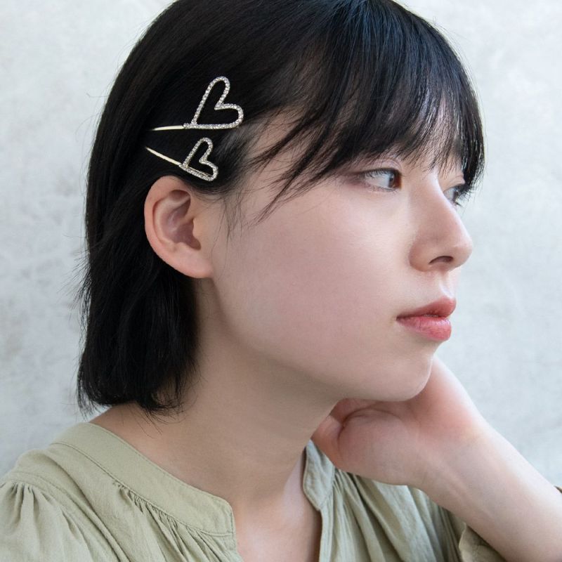 ヘアピン ハート ストーン メタル 2本セット アメピン – OSEWAYA