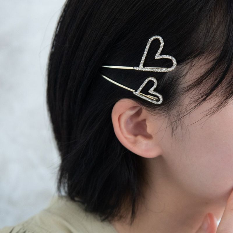 専用 ハート型ヘアピン クリスタル付き ヘアピン ハート ストーン メタル 2本セット アメピン – OSEWAYA