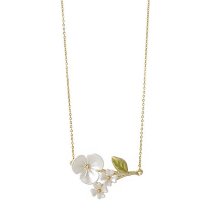 ネックレス ニッケルフリー メタル パール フラワー 花 リーフ チェーン ショートネックレス