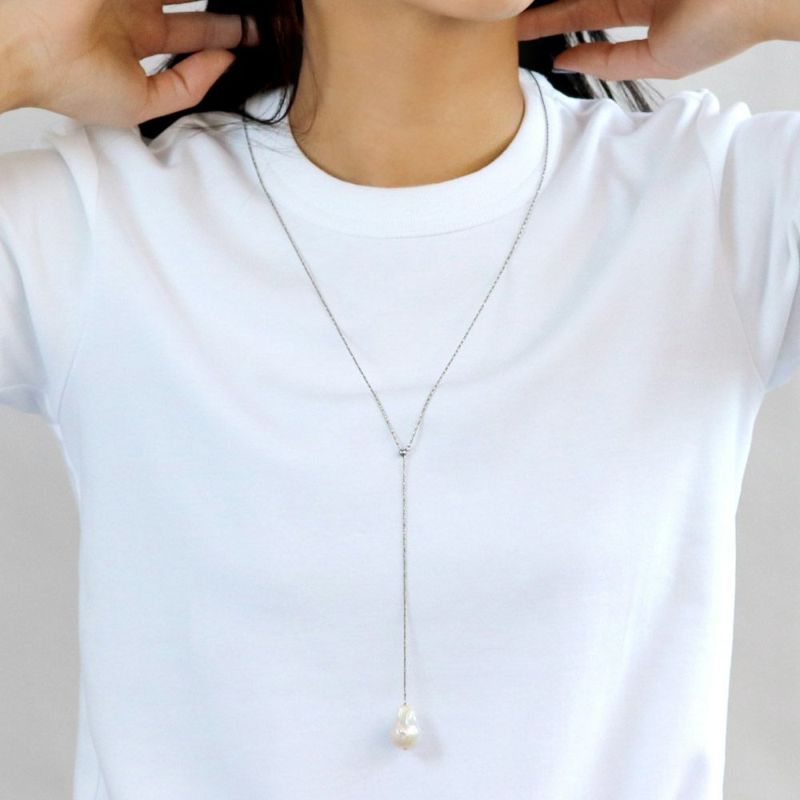 ネックレス kati バロックパール ステンレスチェーン スライド