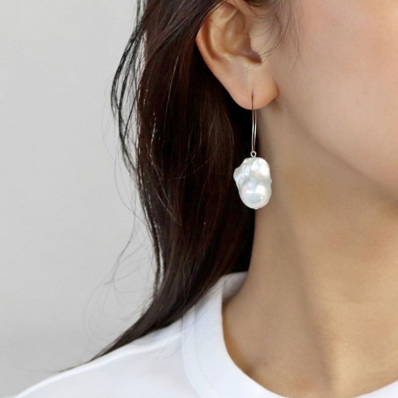 ピアス kati オイスターバロックパール ドロップ シルバー ステンレス