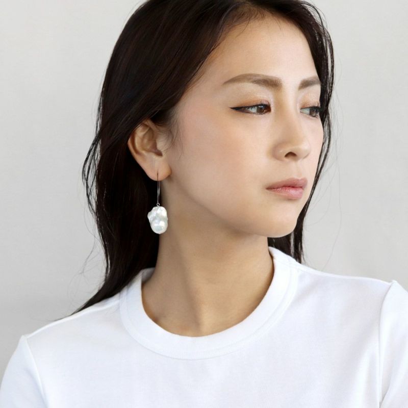 ピアス kati オイスターバロックパール ドロップ シルバー ステンレス