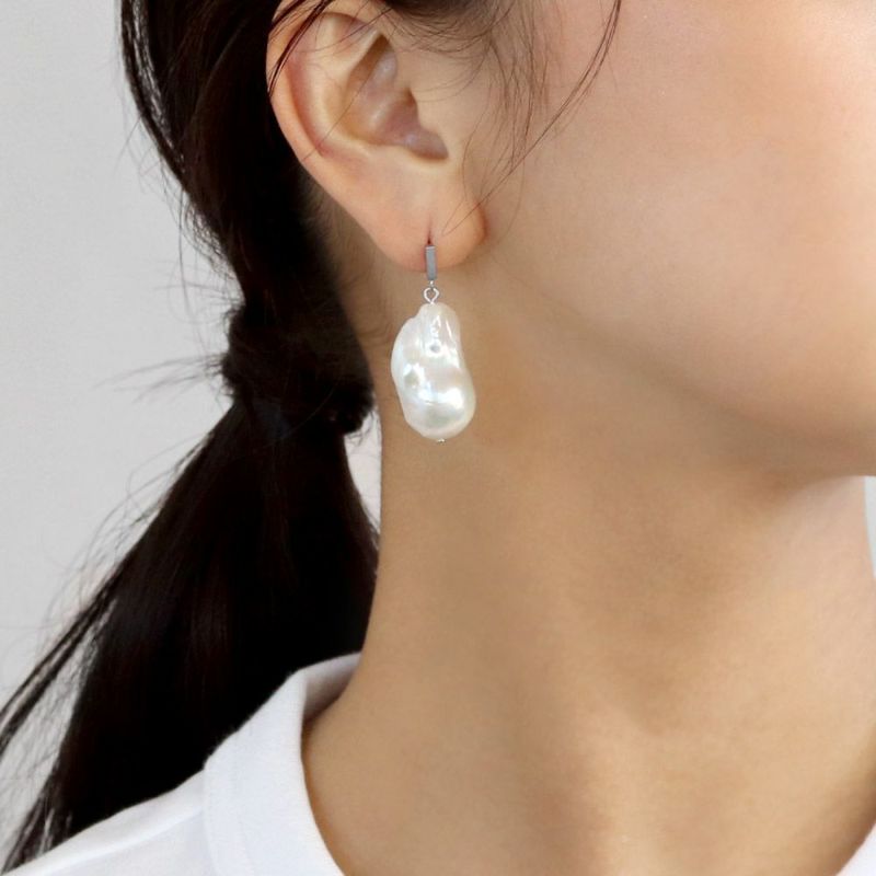 ピアス kati オイスターバロックパール ショート スティック シルバー