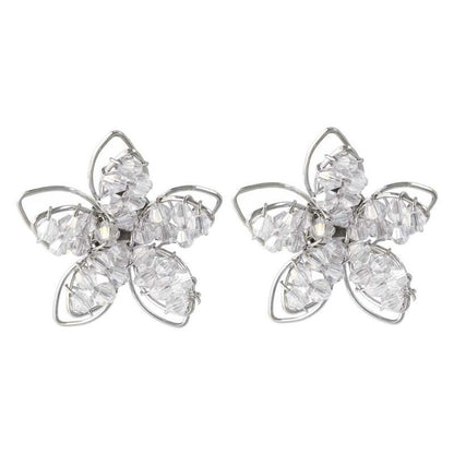 Classy ピアス ニッケルフリー ワイヤー フラワー クリア ビーズ ステンレスポスト スタッドピアス