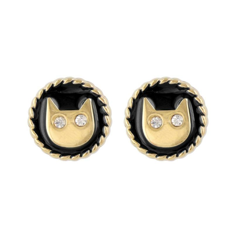 ピアス 猫 キャット ストーン メタル ステンレスポスト スタッド