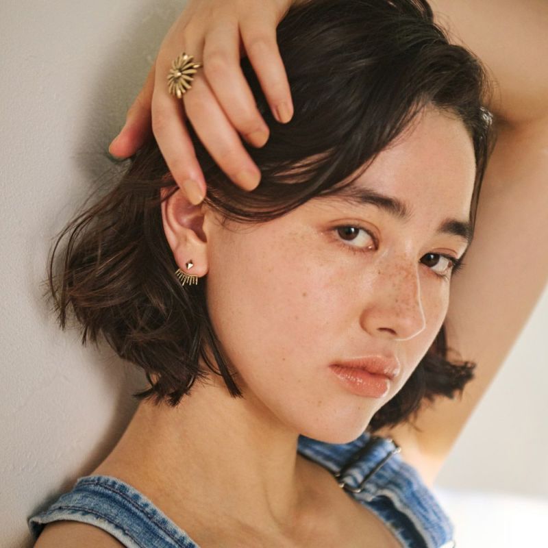 【LIMITED NUMBER】Vintage Like ピアス ニッケルフリー メタル ミニ ダイヤ フリンジ チタンポスト スタッドピアス