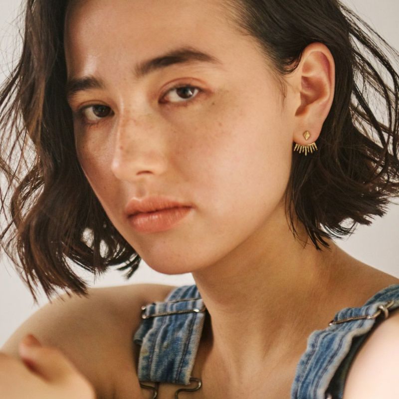 【LIMITED NUMBER】Vintage Like ピアス ニッケルフリー メタル ミニ ダイヤ フリンジ チタンポスト スタッドピアス