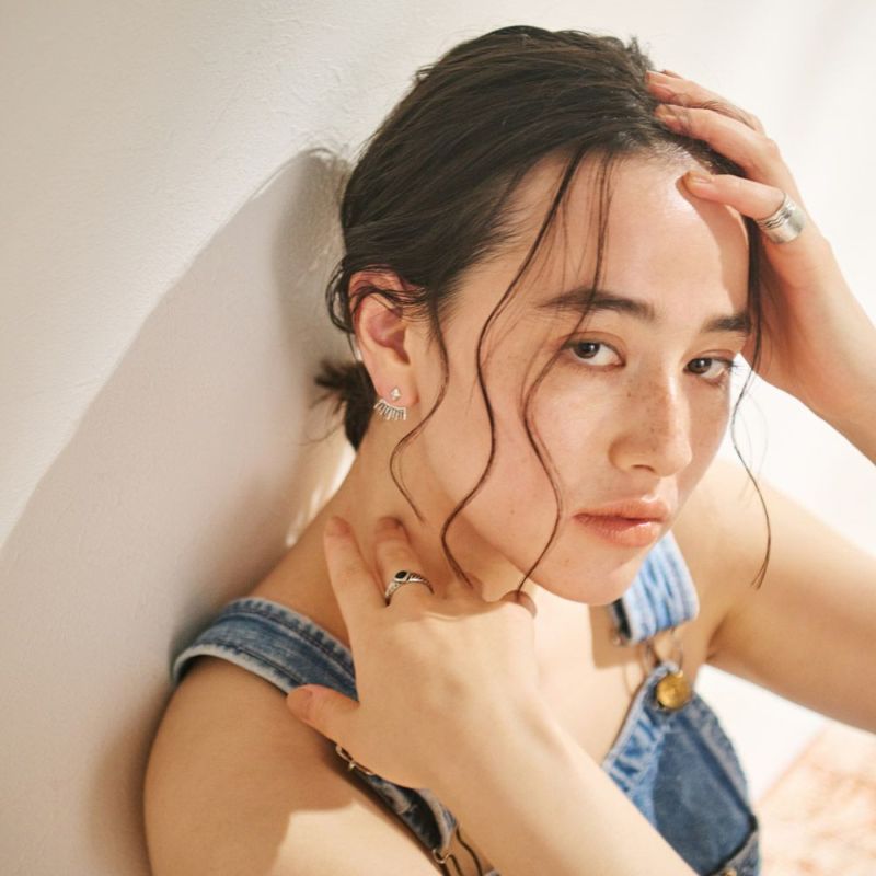 【LIMITED NUMBER】Vintage Like ピアス ニッケルフリー メタル ミニ ダイヤ フリンジ チタンポスト スタッドピアス