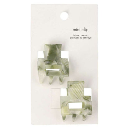 ヘアクリップ mini clip マーブル レクタングル 2個セット ミニ バンスクリップ