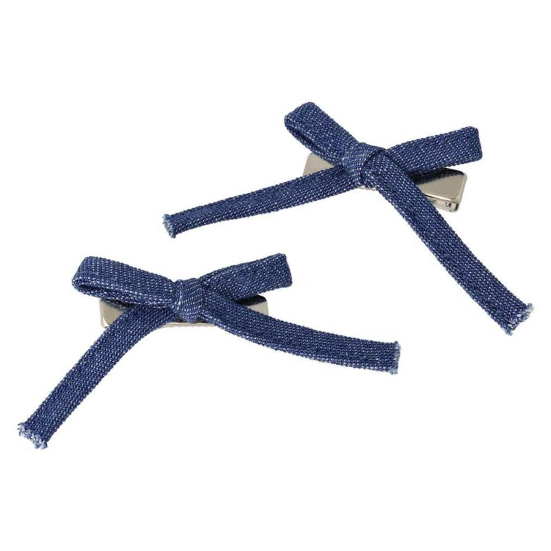 ヘアクリップ デニム スリム リボン 2個セット ミニクリップ – OSEWAYA