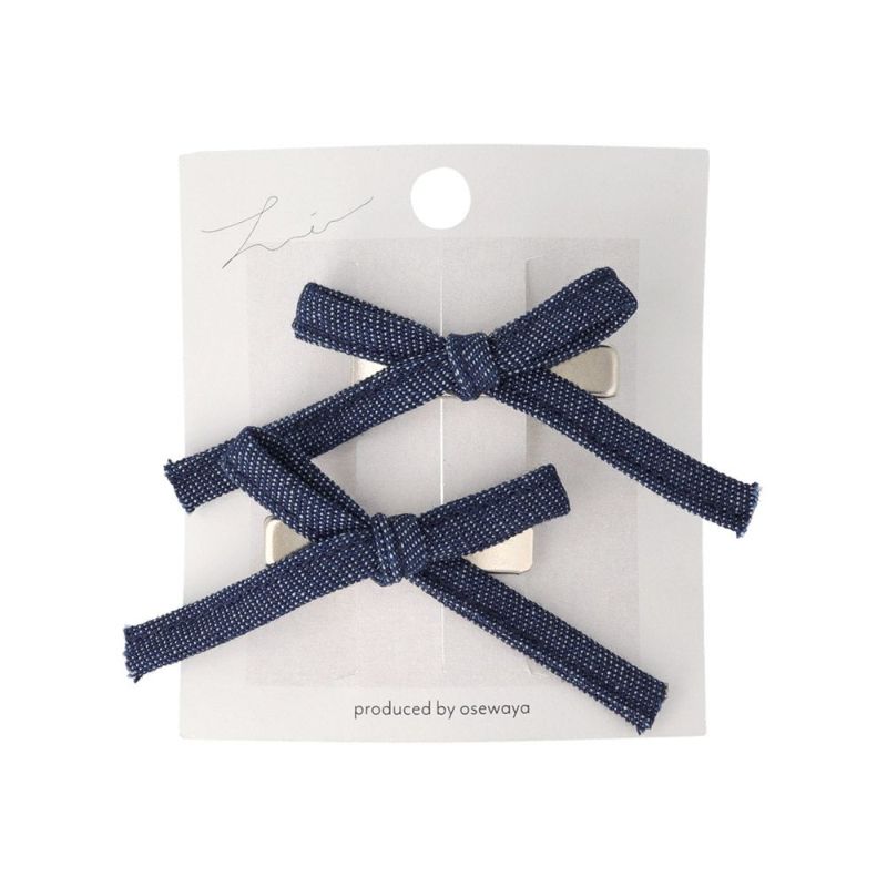 ヘアクリップ デニム スリム リボン 2個セット ミニクリップ – OSEWAYA