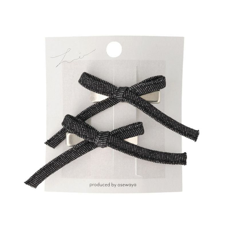 ヘアクリップ デニム スリム リボン 2個セット ミニクリップ – OSEWAYA