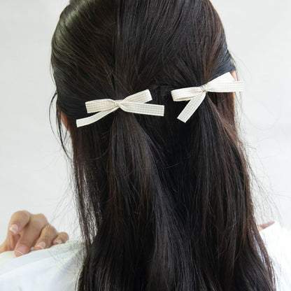 ヘアクリップ チェック リボン 2個セット ミニクリップ