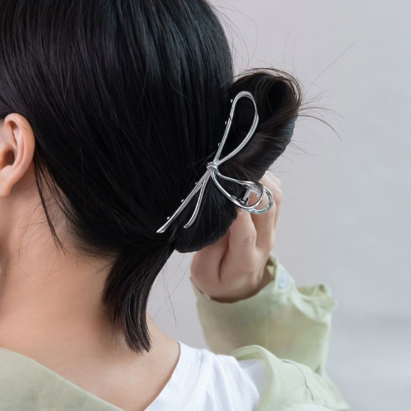 ヘアクリップ ニッケルフリー メタル ノット リボン バンスクリップ
