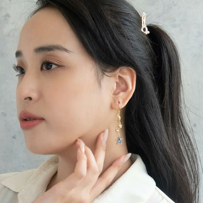 ピアス メタル スター クレセントムーン ラメ フックピアス