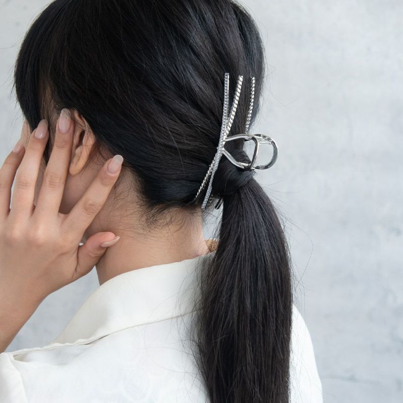 ヘアクリップ ニッケルフリー メタル ツイスト ミニ パール