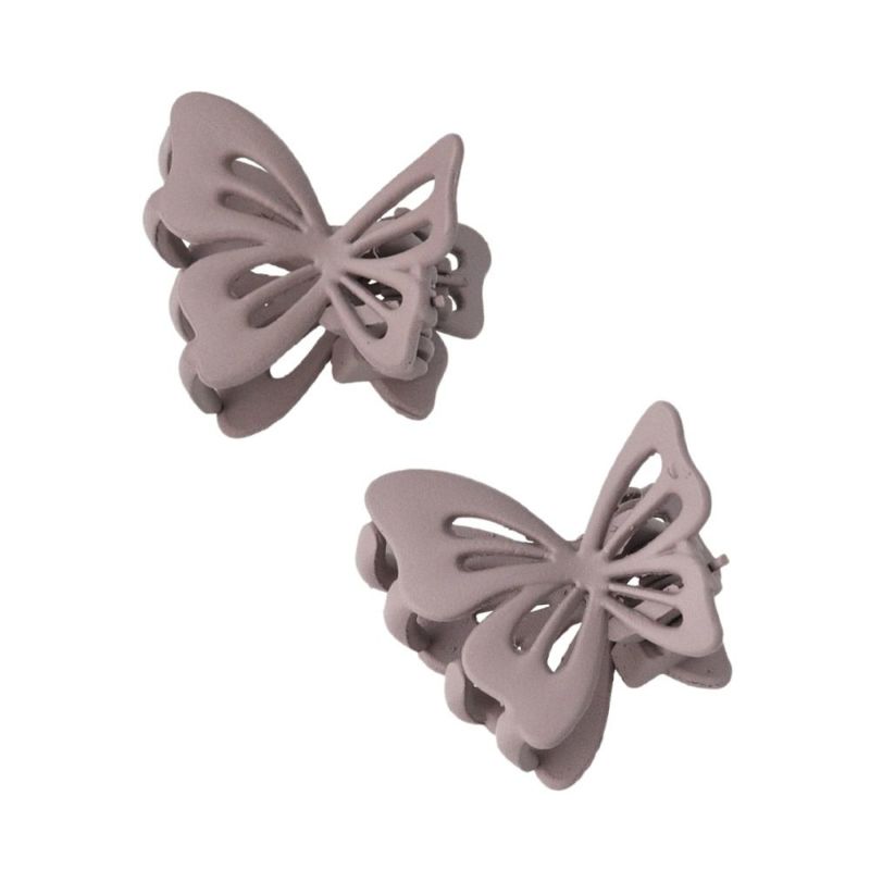 ヘアアクセサリー naaa ヘアクリップ mini clip マットカラー 透かし 蝶 バタフライ 2個