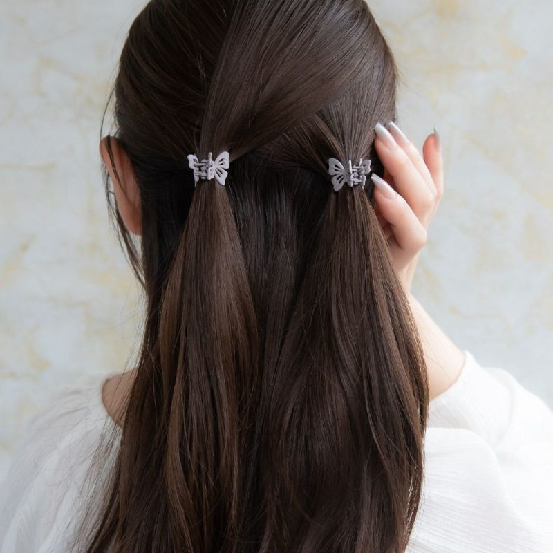 ヘアクリップ mini clip マットカラー 透かし 蝶 バタフライ 2個