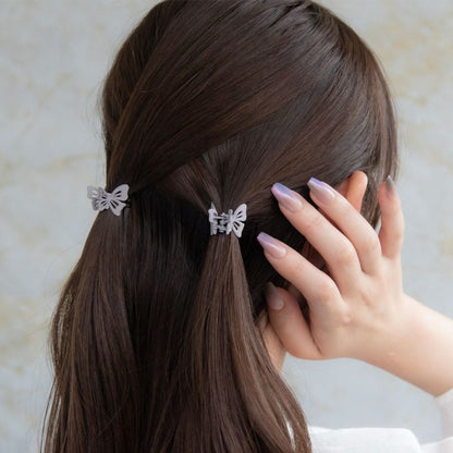 ヘアクリップ mini clip マットカラー 透かし 蝶 バタフライ 2個セット ミニバンスクリップ