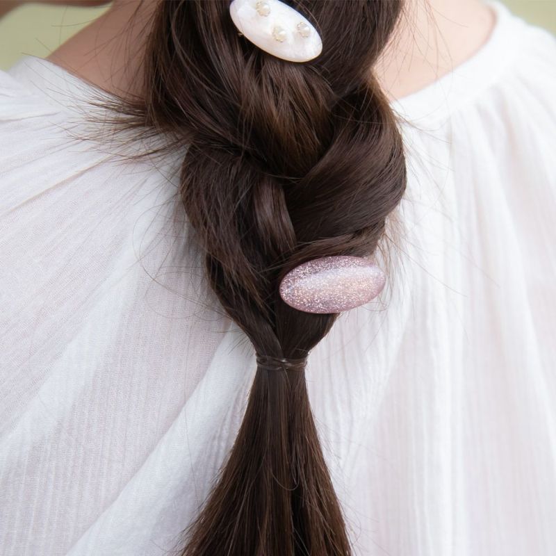 ヘアクリップ Candy Clip オーバル パール マーブル カラー ラメ 3個