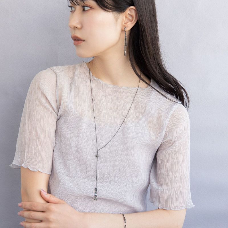 りー ネックレス grain. ニッケルフリー メタル ビーズ スクエアー