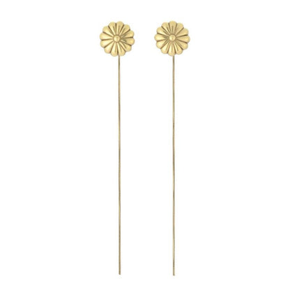 【LIMITED NUMBER】70's USAparts ピアス ニッケルフリー メタル フラワー コンチョ ロング チェーン バックキャッチ チタンポスト スタッドピアス
