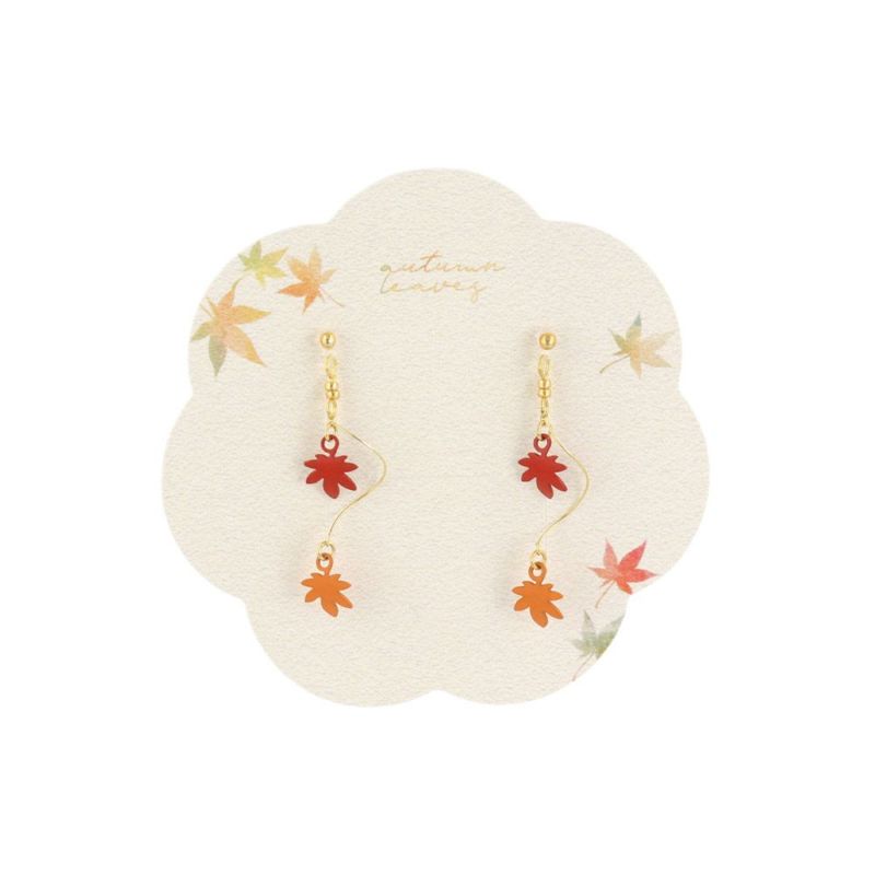 ピアス 和風 紅葉 もみじ メタル ワイヤー ウェーブ チタン
