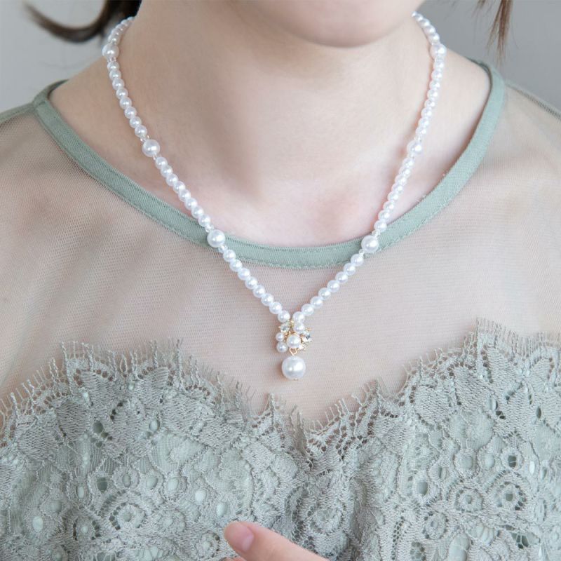 Classy ネックレス ニッケルフリー メタル バブル パール マルチ