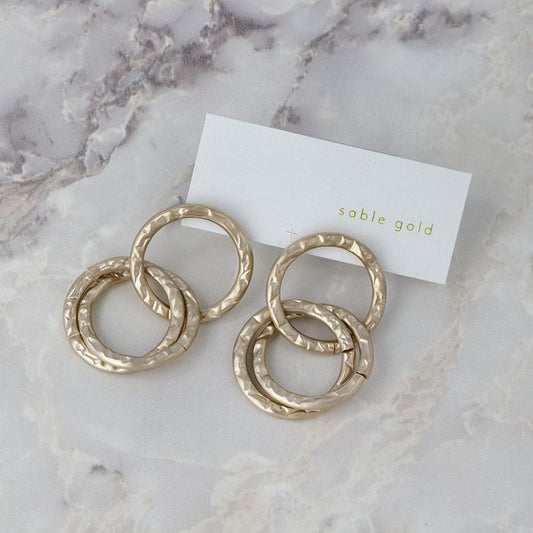 ピアス ニッケルフリー sable gold サブルゴールド メタル トリプル クロス リング テクスチャー ステンレスポスト スタッドピアス