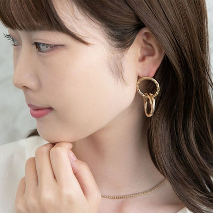 ピアス ニッケルフリー sable gold サブルゴールド メタル トリプル クロス リング テクスチャー ステンレスポスト スタッドピアス