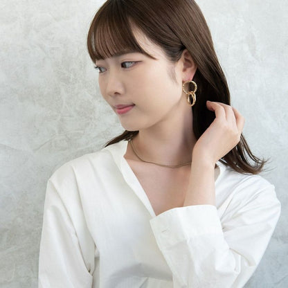 ピアス ニッケルフリー sable gold サブルゴールド メタル トリプル クロス リング テクスチャー ステンレスポスト スタッドピアス