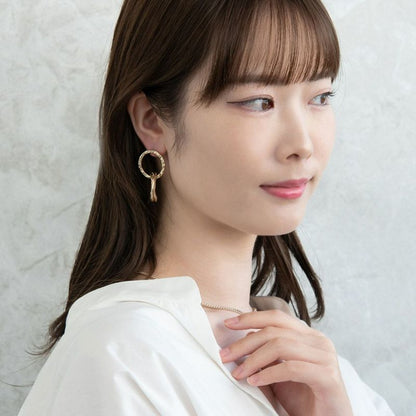 ピアス ニッケルフリー sable gold サブルゴールド メタル トリプル クロス リング テクスチャー ステンレスポスト スタッドピアス