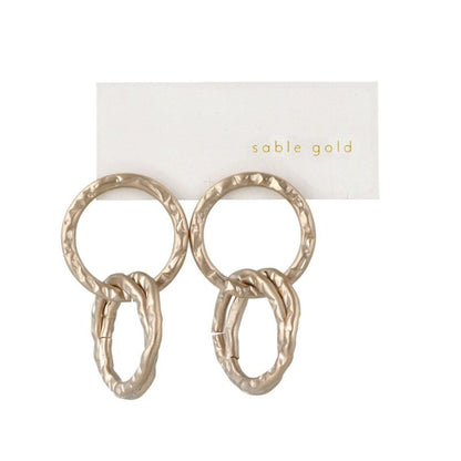 ピアス ニッケルフリー sable gold サブルゴールド メタル トリプル クロス リング テクスチャー ステンレスポスト スタッドピアス