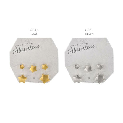 ピアス ステンレス スター 5個セット ステンレスポスト スタッドピアス