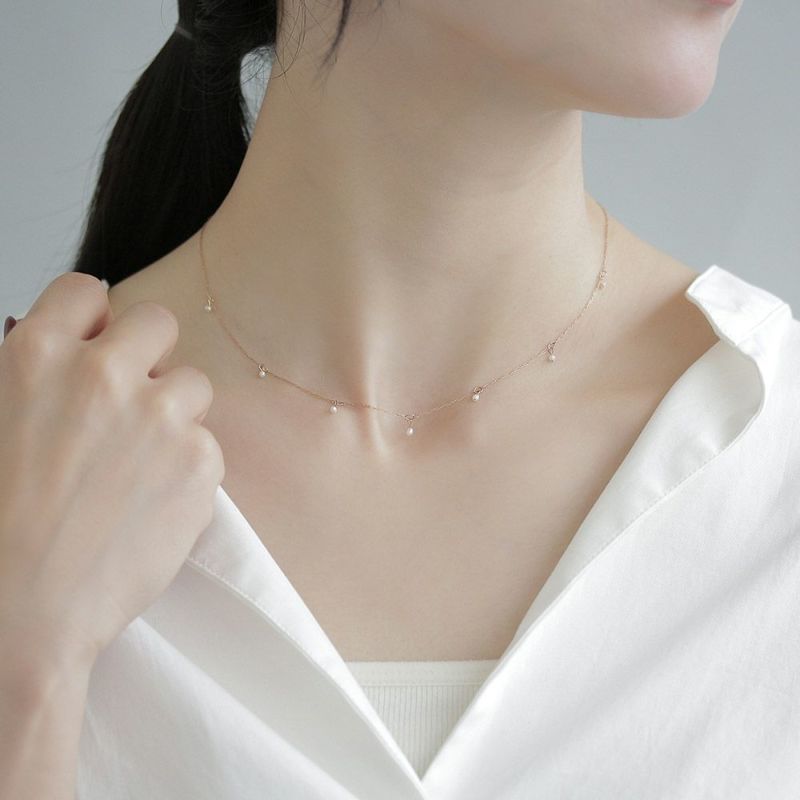 ネックレス ステンレス メタル 淡水パール ミニ 小粒 下がり 超 ネックレス ステンレス メタル 淡水パール ミニ 小粒 下がり 超