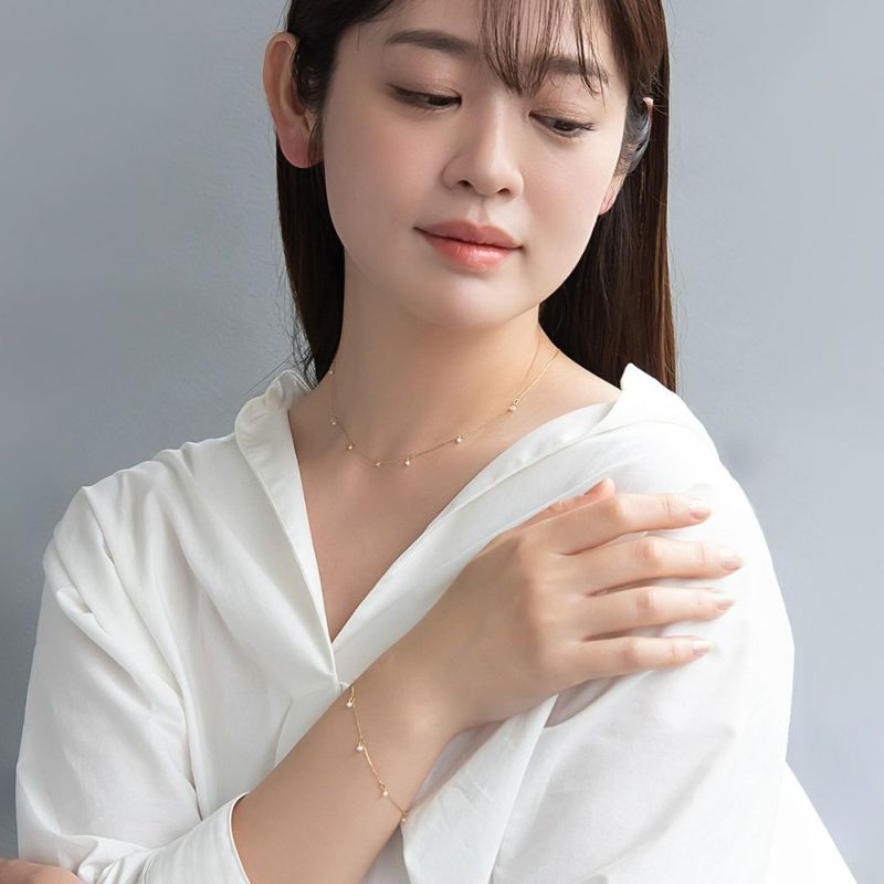 ネックレス ステンレス メタル 淡水パール ミニ 小粒 下がり 超