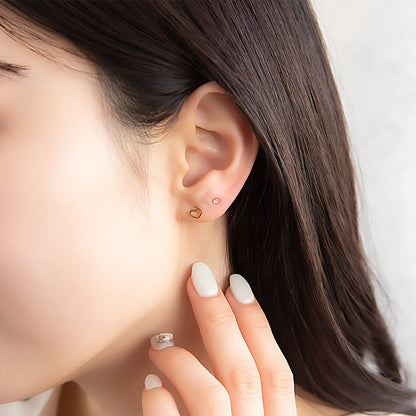 樹脂ピアス オープンハート ストーン 6個セット 樹脂 ポスト ピアス 日本製