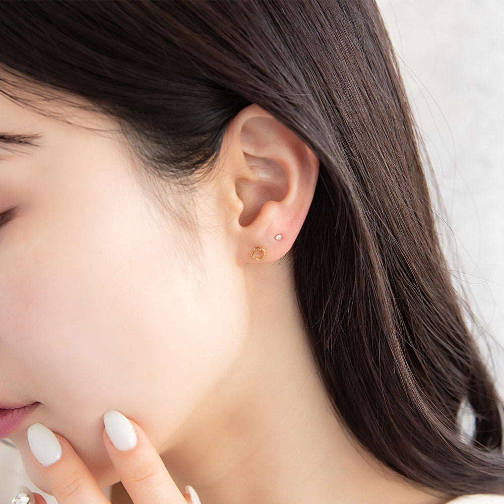 樹脂ピアス オープンハート ストーン 6個セット 樹脂 ポスト ピアス 日本製