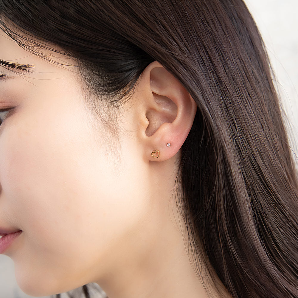 樹脂ピアス オープンハート ストーン 6個セット 樹脂 ポスト ピアス 日本製
