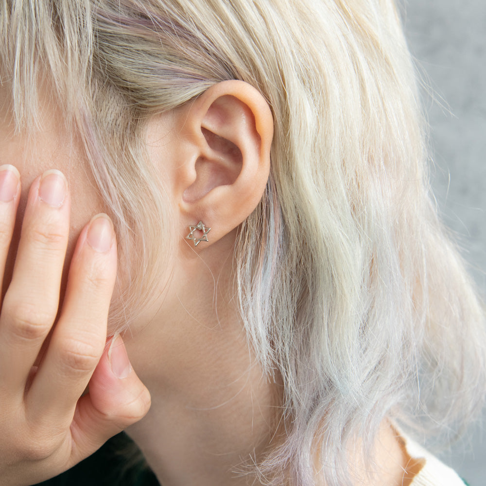 ボディピアス 六芒星 1個 14G ストレートバーベル