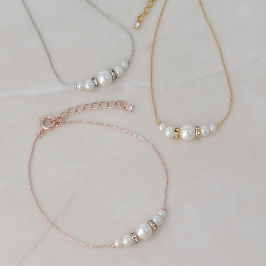 ブレスレット ニッケルフリー パール ストーン メタル チェーンブレスレット