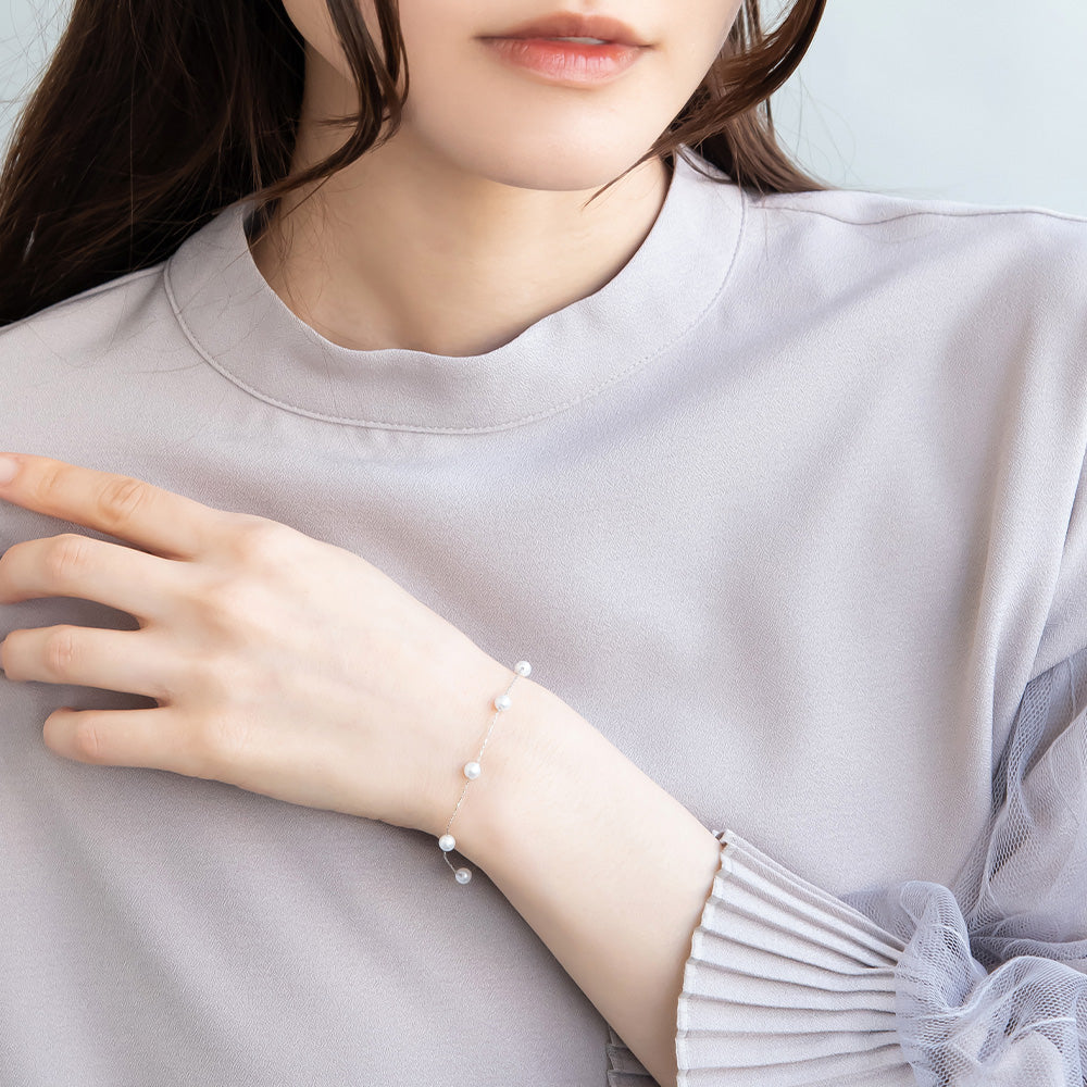 ブレスレット ニッケルフリー シャインパール メタル チェーンブレスレット