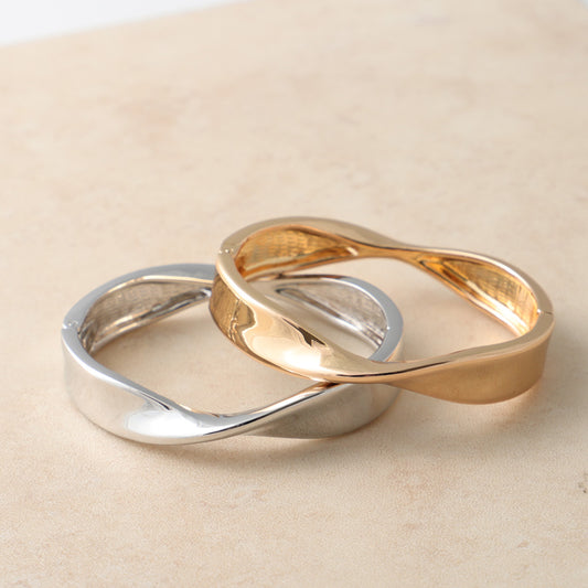 ブレスレット ニッケルフリー メタル ひねり バングル