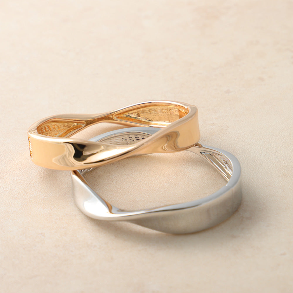 ブレスレット ニッケルフリー メタル ひねり バングル