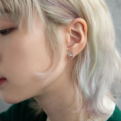 ボディピアス キュービックジルコニア フレーム ストレートバーベル ネジ式 サージカルステンレス 14G 【1個販売】