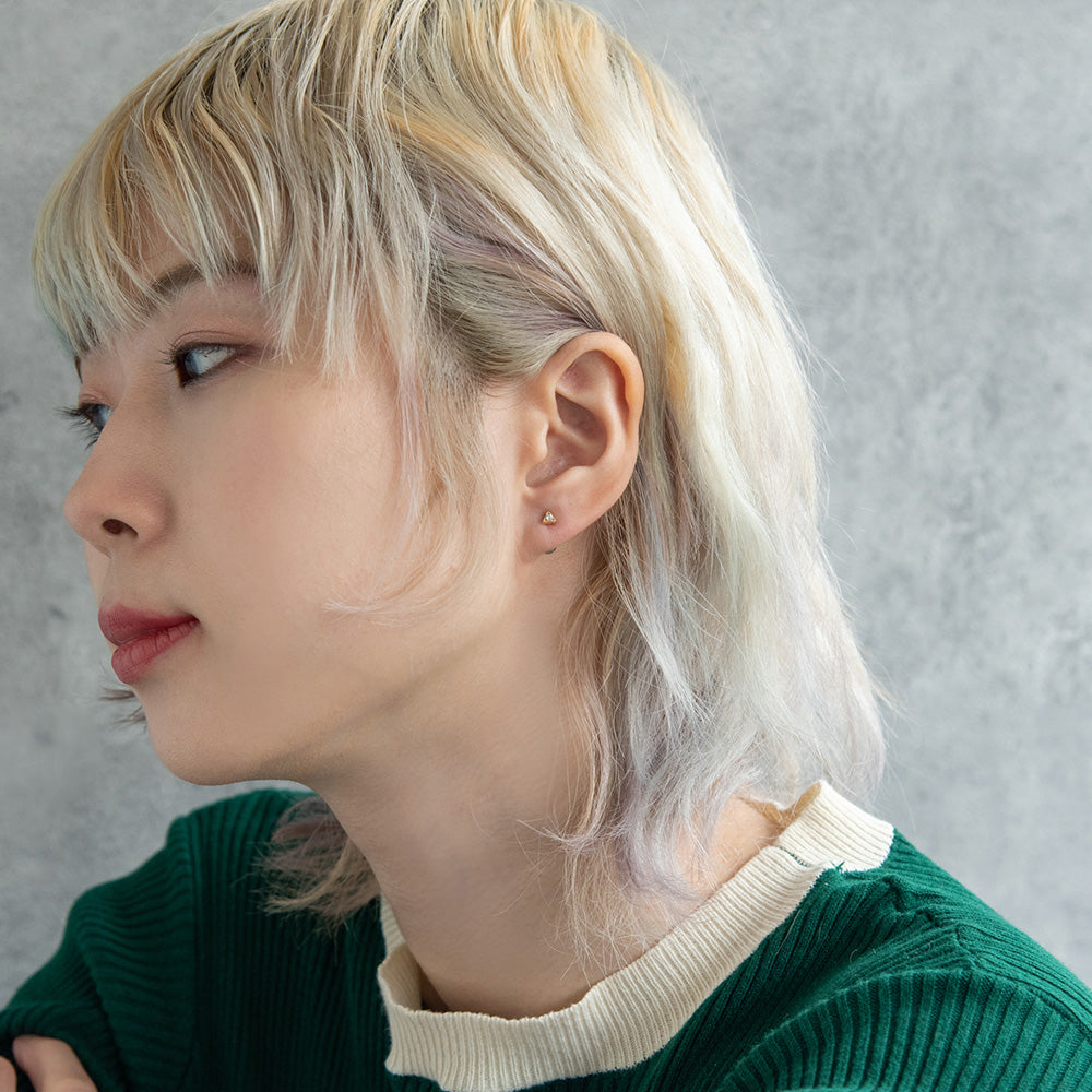 ボディピアス ストーン トライアングル ストレートバーベル ネジ式 サージカルステンレス 14G 【1個販売】