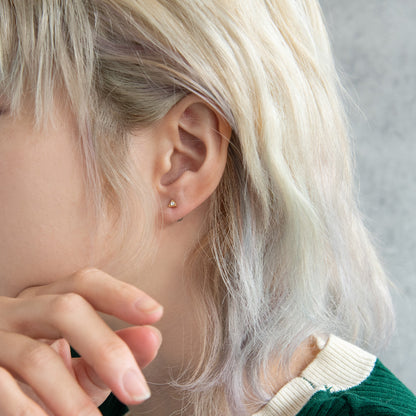 ボディピアス ストーン トライアングル ストレートバーベル ネジ式 サージカルステンレス 14G 【1個販売】