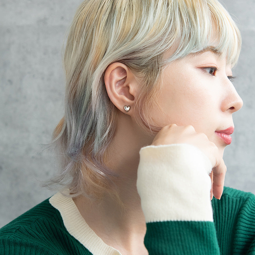 いとうゆ　アンティークボタン　ミンクファー　サージカルステンレスピアス ボディピアス ぷっくりハート ストレートバーベル ネジ式 サージカル